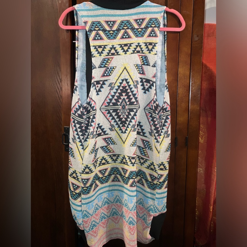 Rue21 Aztec Bright Colored Sleeveless Medium Long Light Sweater
